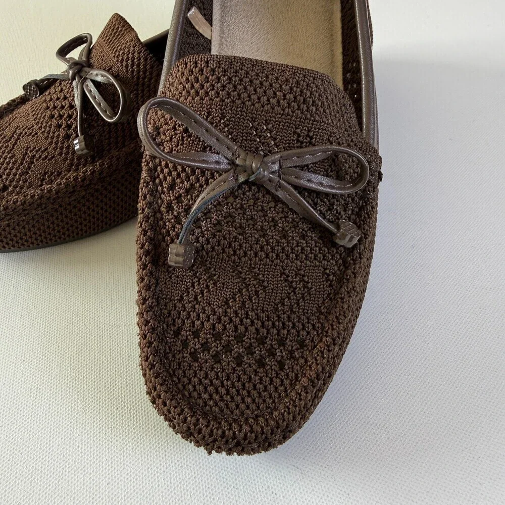 Daisy Fuentes Brown Knit Moccasin-Style Loafers, Women's Sz 6.5W, NWOT